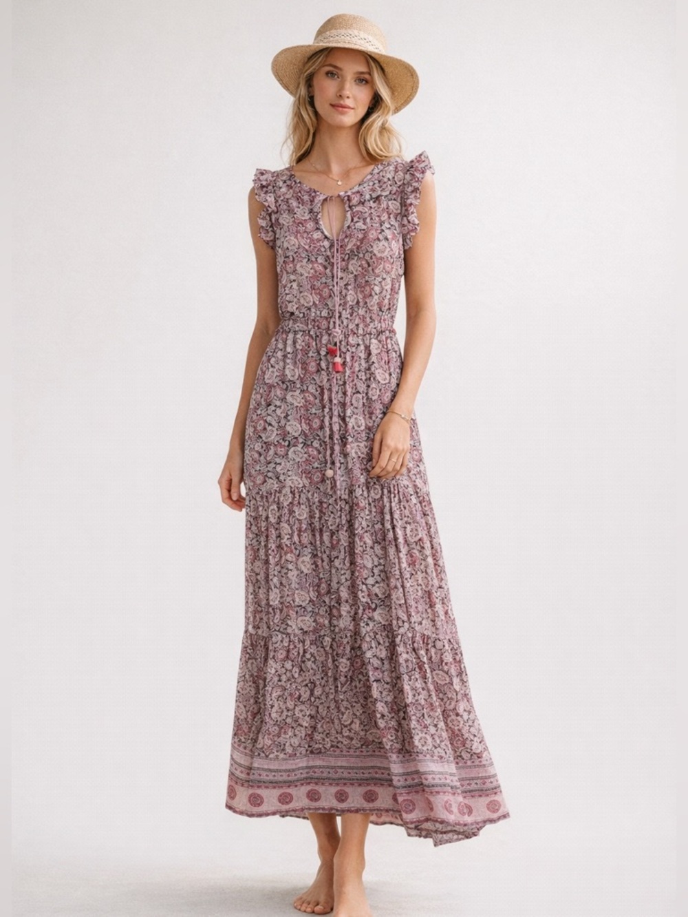 BELL BY ALICIA BELL
Silk Blend Maxi Tassel Dress